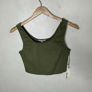 New Haute Monde‎ Green Cropped Tank Top Fairycore Women's Medium Goblincore Boho